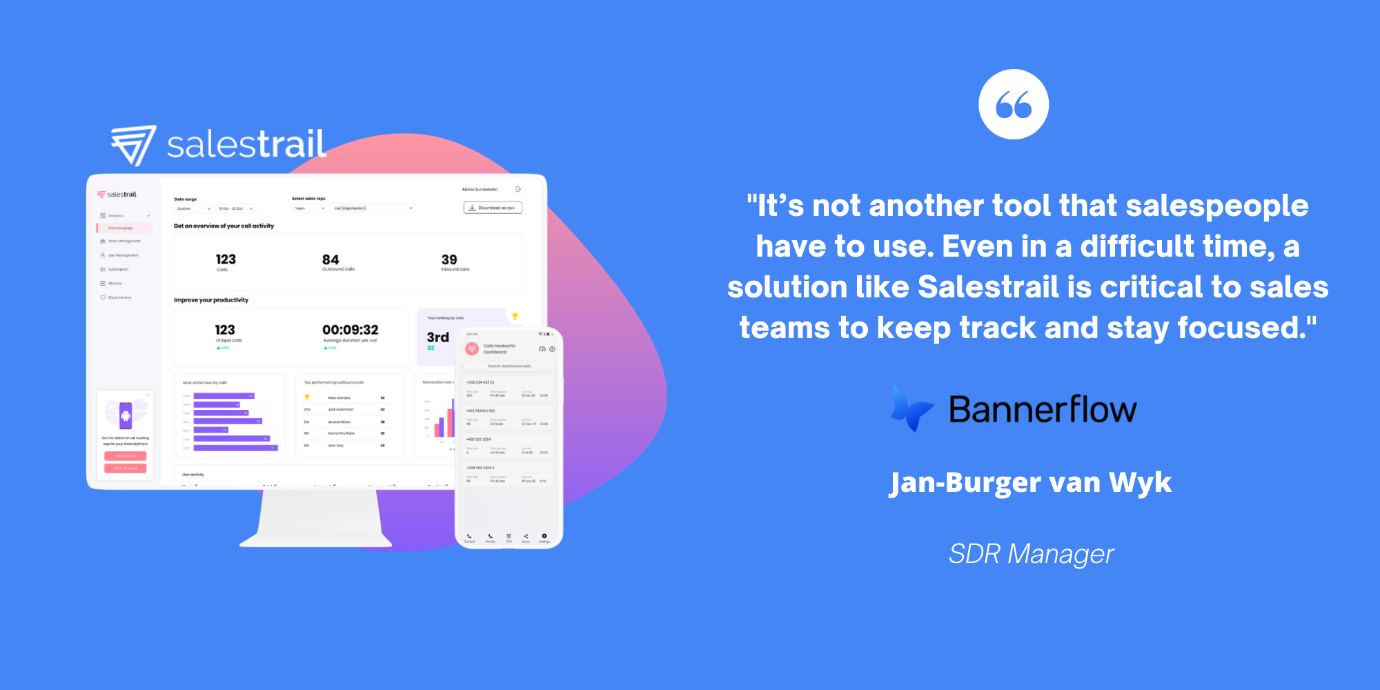 How Bannerflow supports their growing sales team with Salestrail